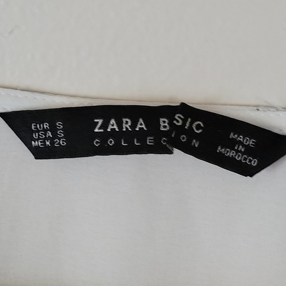 Zara Basic Collection White Lace Trim Relaxed Fit Blouse Top Small - Picture 6 of 6